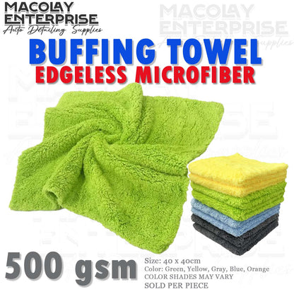 500gsm 16x16-in Soft Edgeless Microfiber Car Buffing Towel