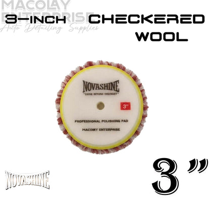 PO-037 Novashine Purple, Stripe or Long Nap WOOL Pad and Microfiber Pad for 5-inch or 3-inch Polishers