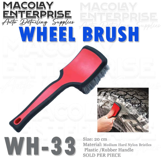 WH-33 Medium Hard Bristles Red Ergonomic Handle Wheel Brush