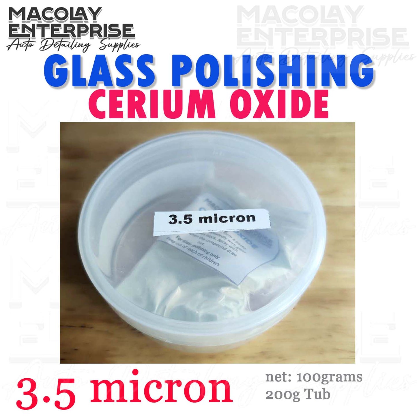 Cerium Oxide Powder Car Glass Polish 3.5 or  5.0 micron 100g