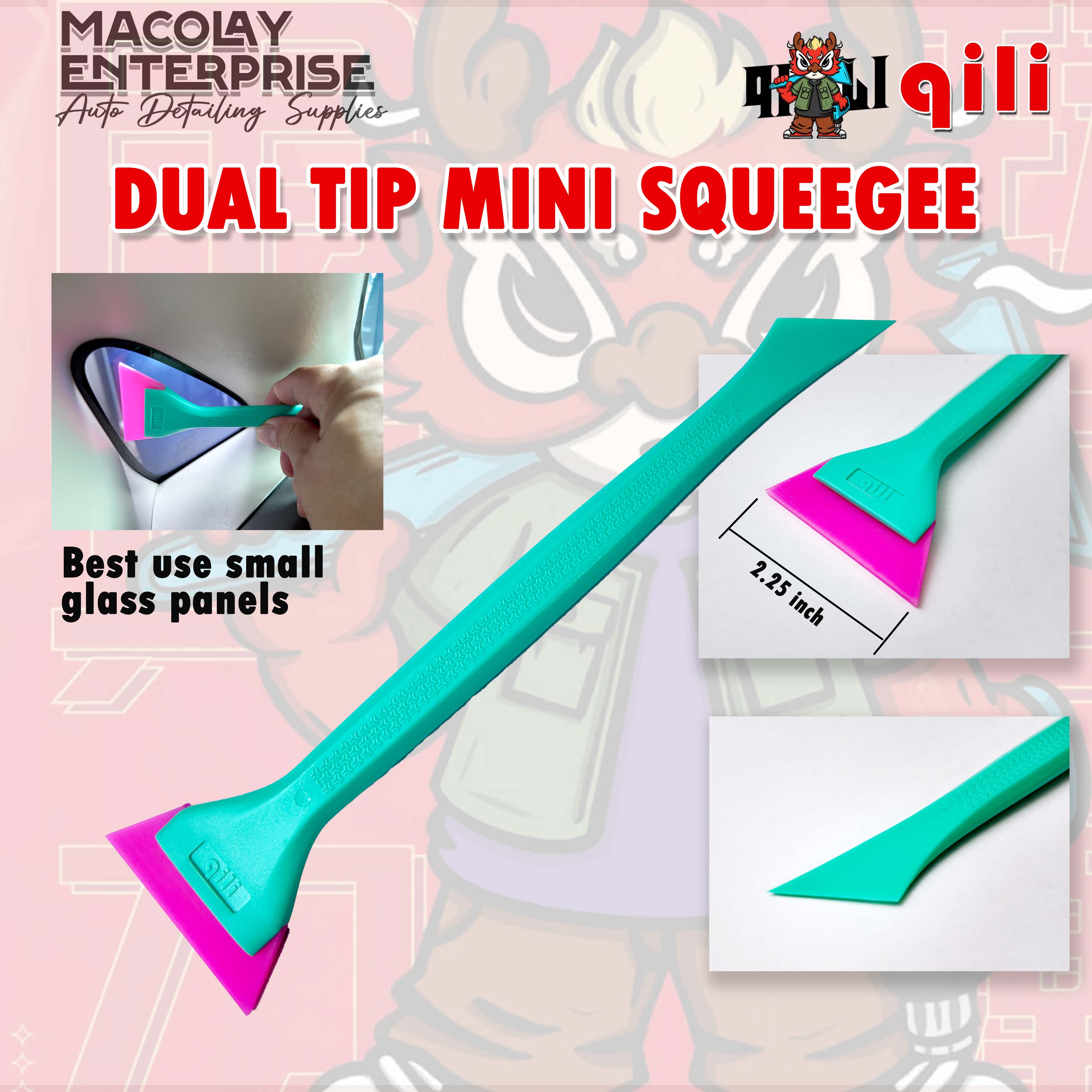 WR-131 Dual Tip Qili Mini Squeegee for Quarter Panels Car Tint ...