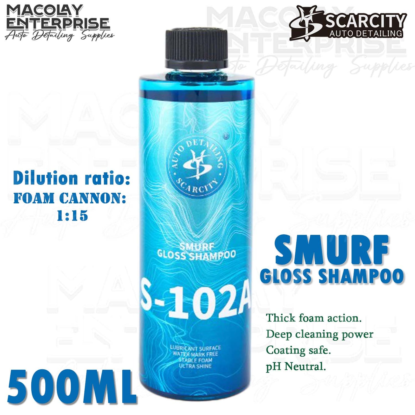 SCARCITY pH neutral Car Shampoo Green Forest, Yellow Rose, Smurf, Prewash 500ml