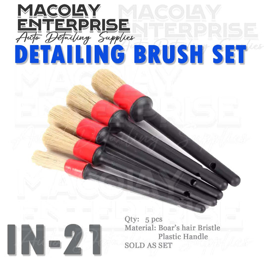 IN-21 Boars Hair 5-pc Car Detailing Brush set