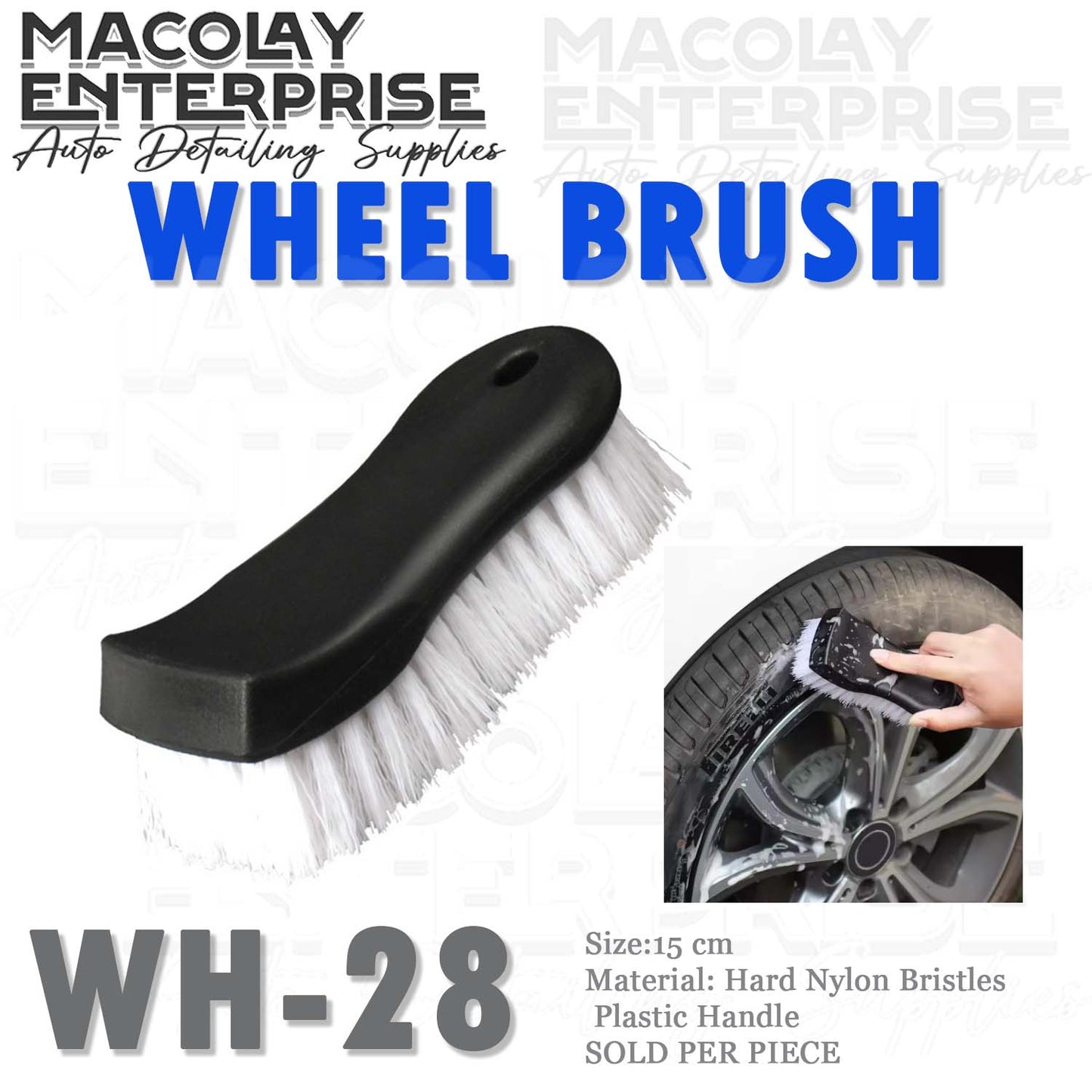 WH-28 White Hard Bristle Tire Brush