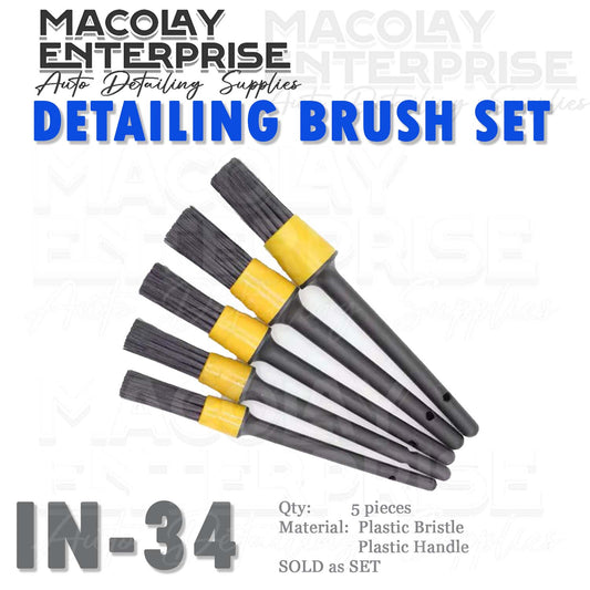 IN-34 Chemical Resistant Black Bristles 5-pc Detailing Brush set