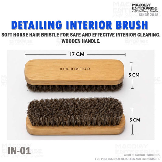 IN-01 Wooden Handle Horse Hair Bristles Car Upholstery Brush