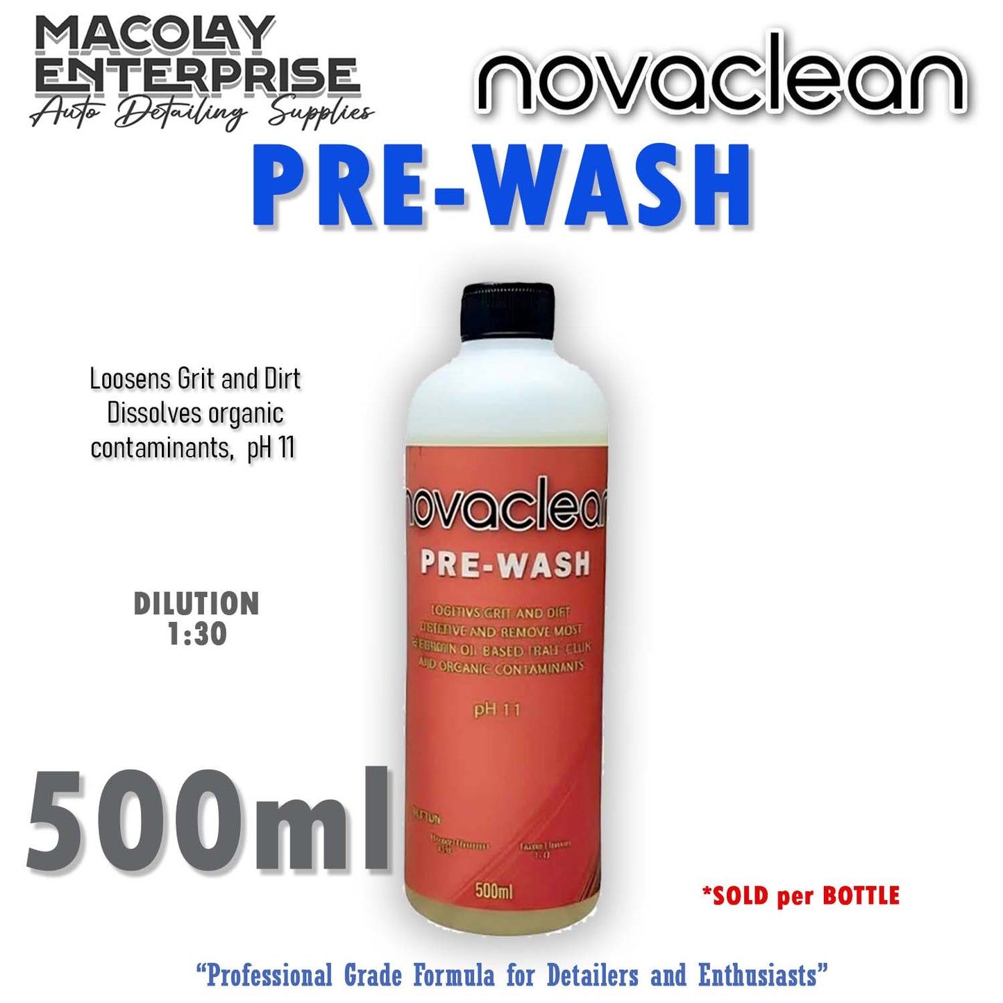 Novaclean PreWash and Drying Aid for Car Wash 500ml or 1 Gallon