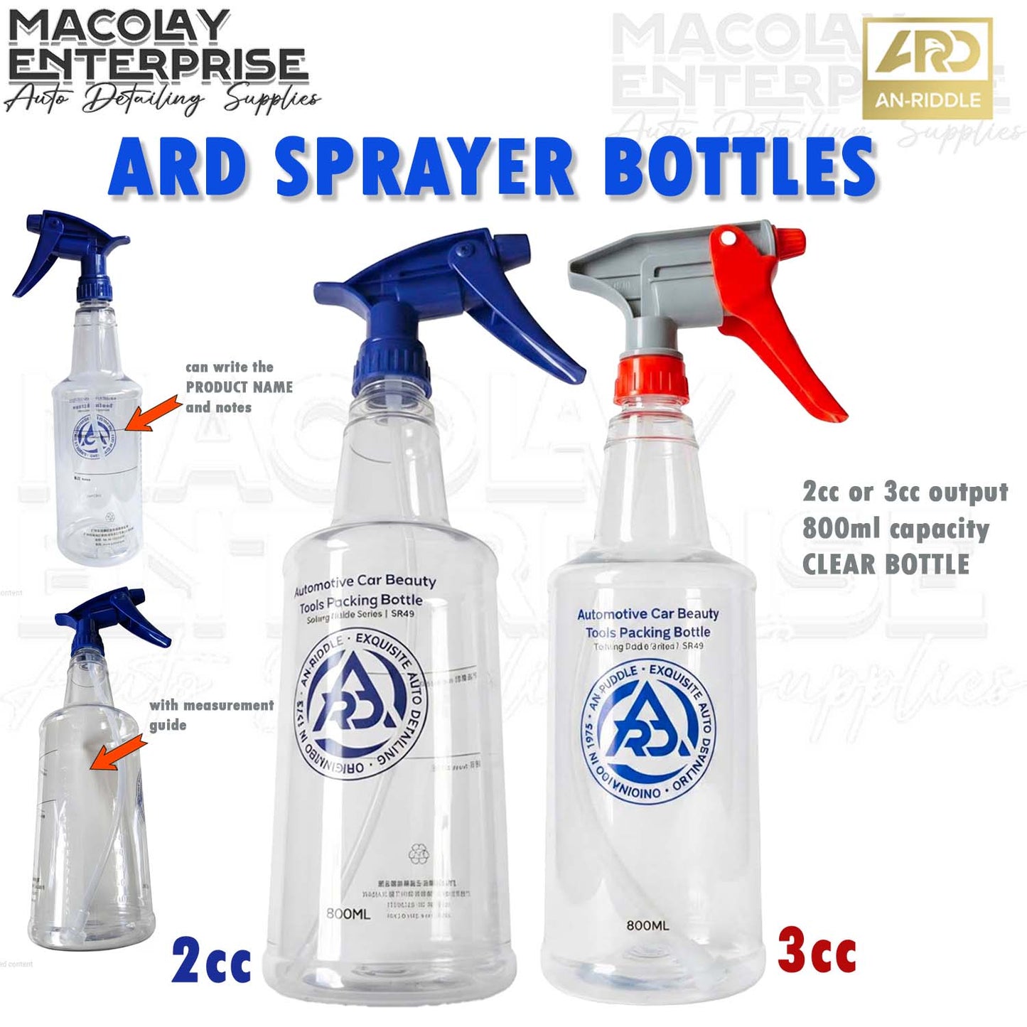 SP-013 ARD Chemical Resistant Clear Sprayer Bottle 800ml
