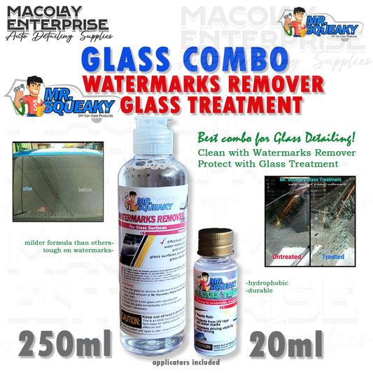 GLASS COMBO Mr. Squeaky Watermarks remover 250ml & Glass Treatment 20ml