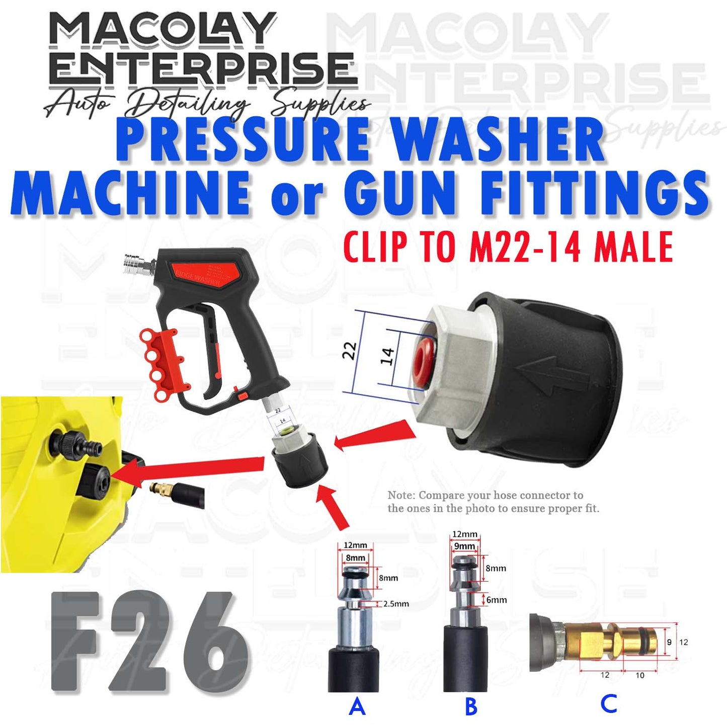 F26 Quick Release Adapter fittings for pressure Washer Gun and Machine
