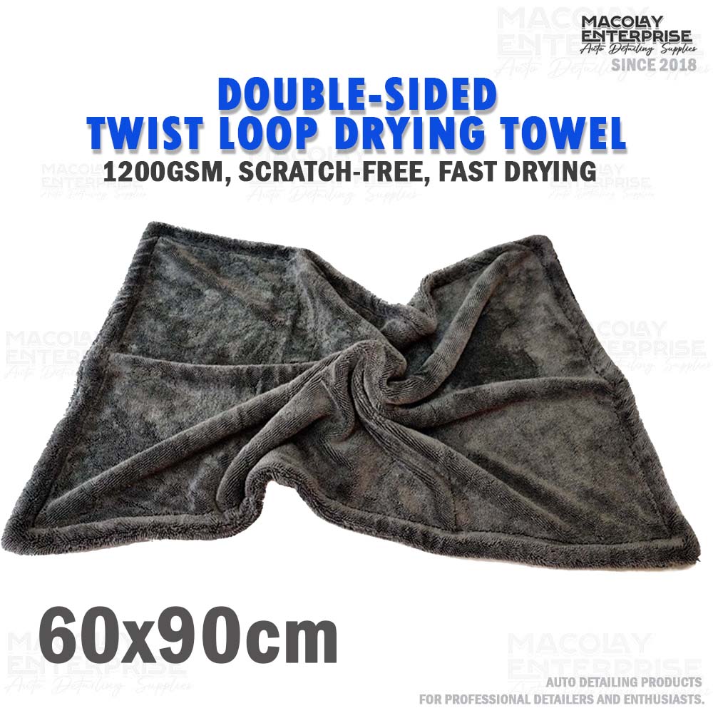Gray Double-Sided 1200gsm Twisted Fiber Car wash Drying Towel