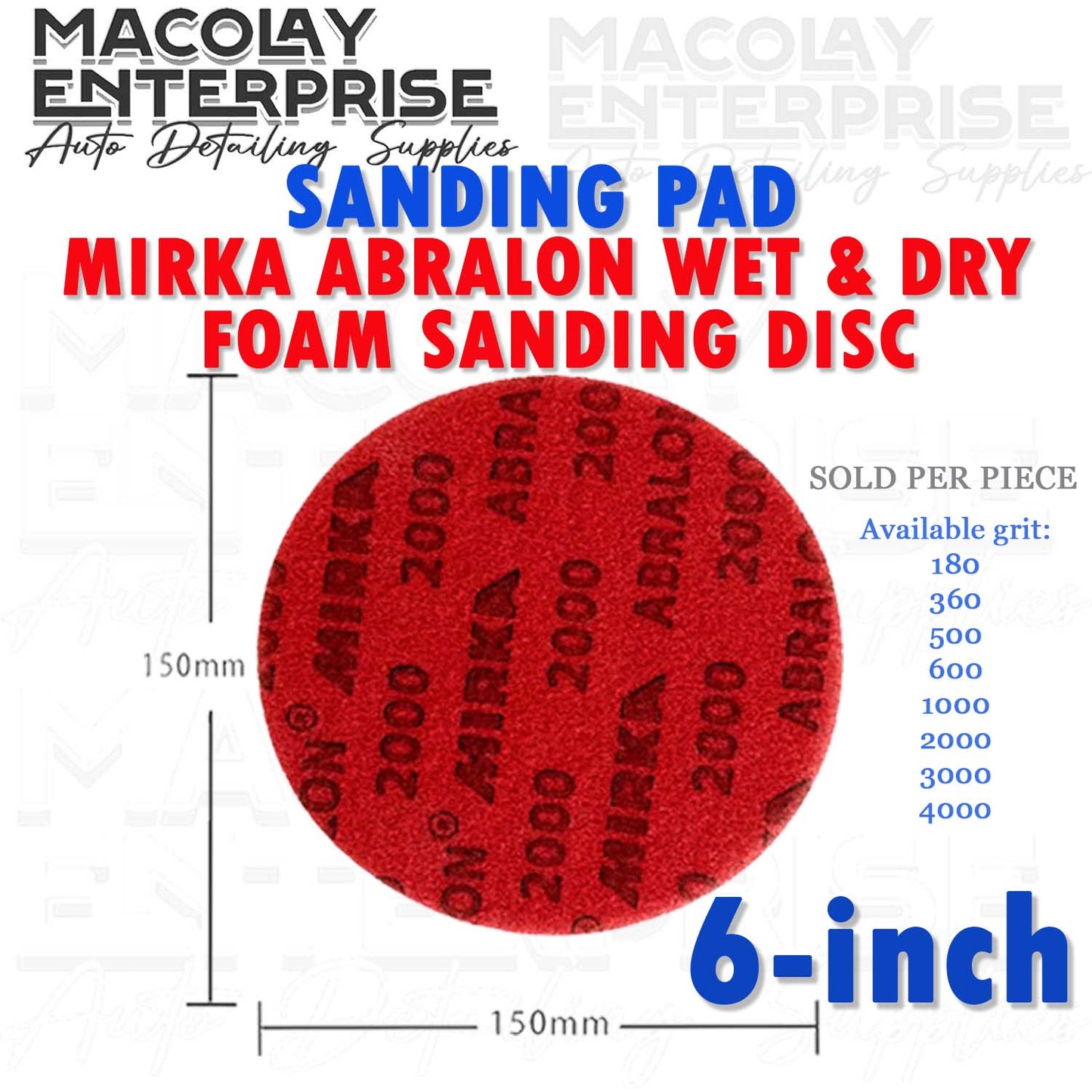PO-024 Mirka Abralon Velcro Type Wet and Dry Foam Sanding Disc