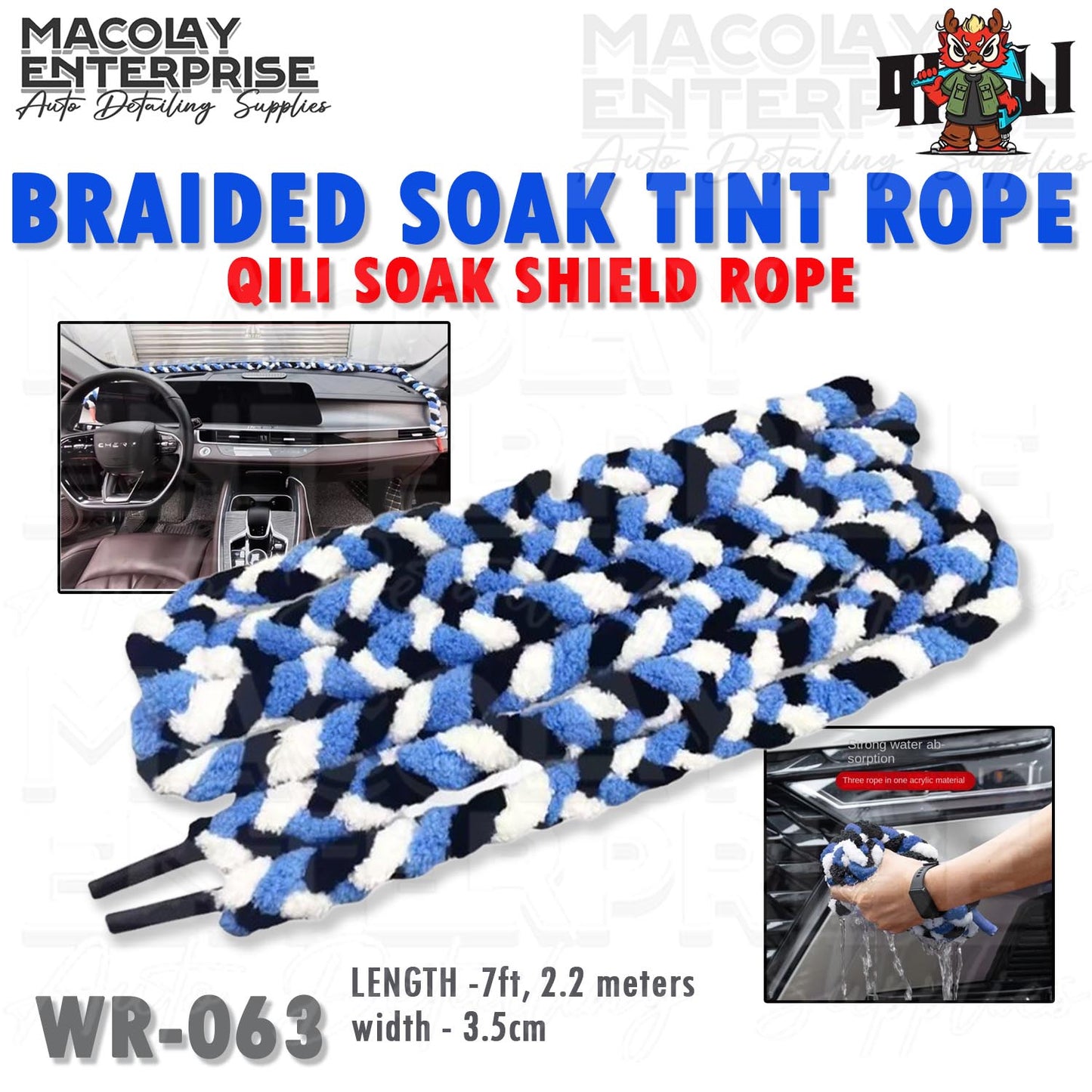 WR-063 QILI Braided Soak Tint Rope for Car Tint