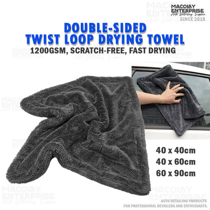Gray Double-Sided 1200gsm Twisted Fiber Car wash Drying Towel