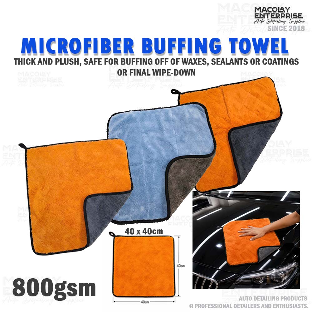 800gsm 40x40cm Microfiber Car Detailing Buffing Towel