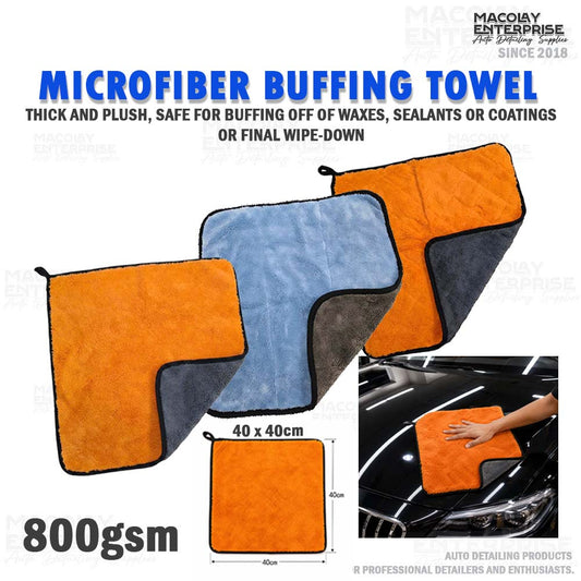 800gsm 40x40cm Microfiber Car Detailing Buffing Towel