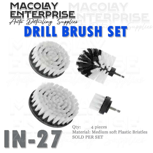 IN-27 Medium Soft Bristles Drill Brush Set Car Upholstery Brush