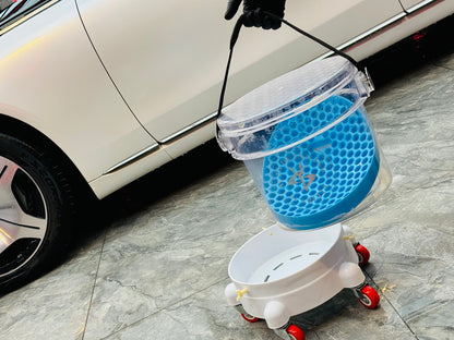 MG-004a Scarcity Clear Car Wash Bucket with Grit Guard and Dolly Set