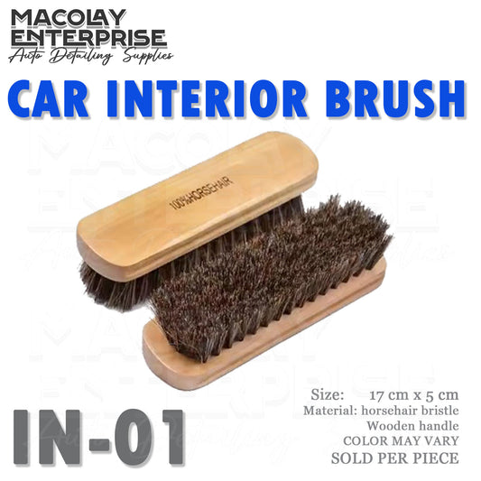 IN-01 Wooden Handle Horse Hair Bristles Car Upholstery Brush