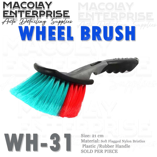 WH-31 Two-Color Flagged Bristle Rubber Handle Tire Brush