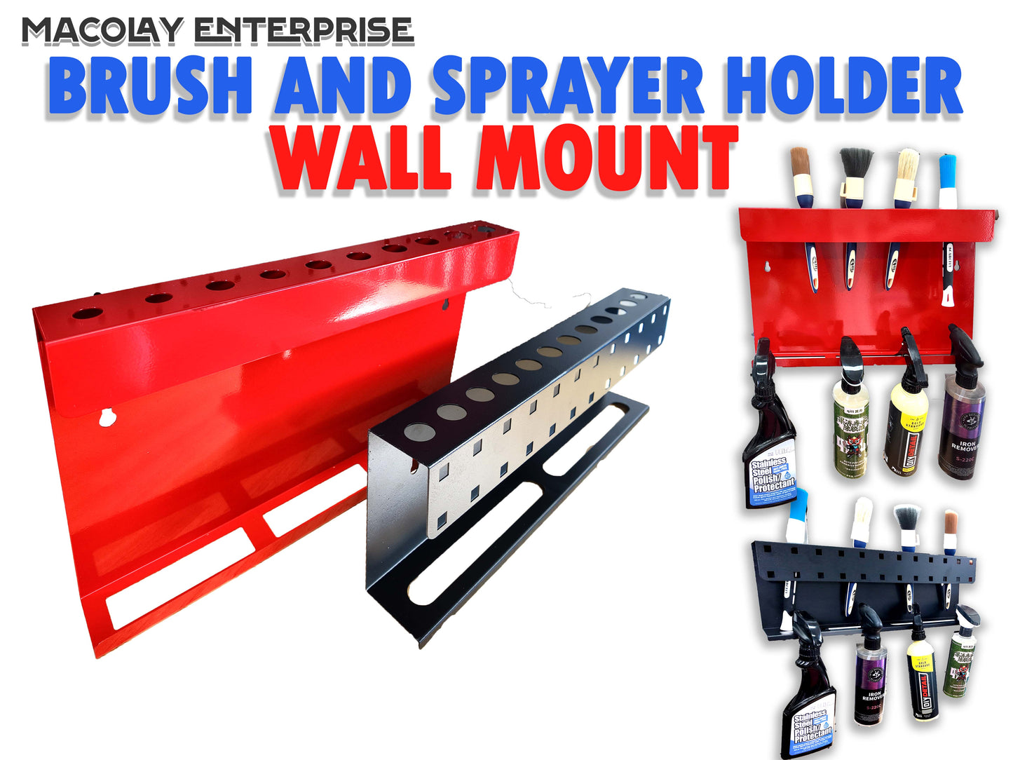 MG-014 Detailing Brush and Sprayer Steel Holder Red or Black