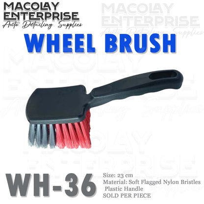 WH-36 Red-gray Flagged Bristle Rubber Handle Tire brush