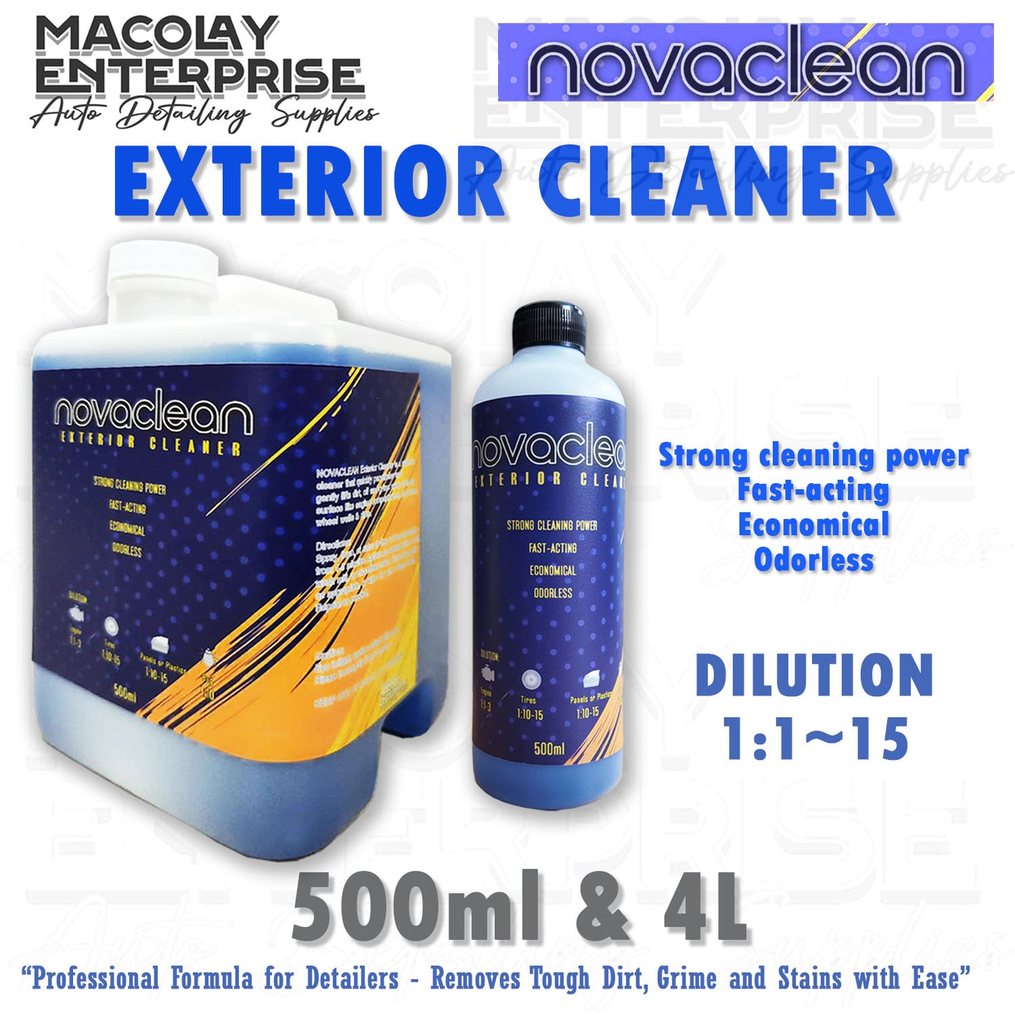 Novaclean Interior Cleaner or Exterior Cleaner 500ml or 4L