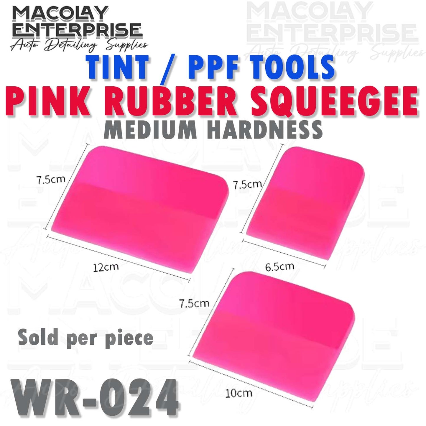 WR-024 Medium Hard PINK Rubber Squeegee for PPF