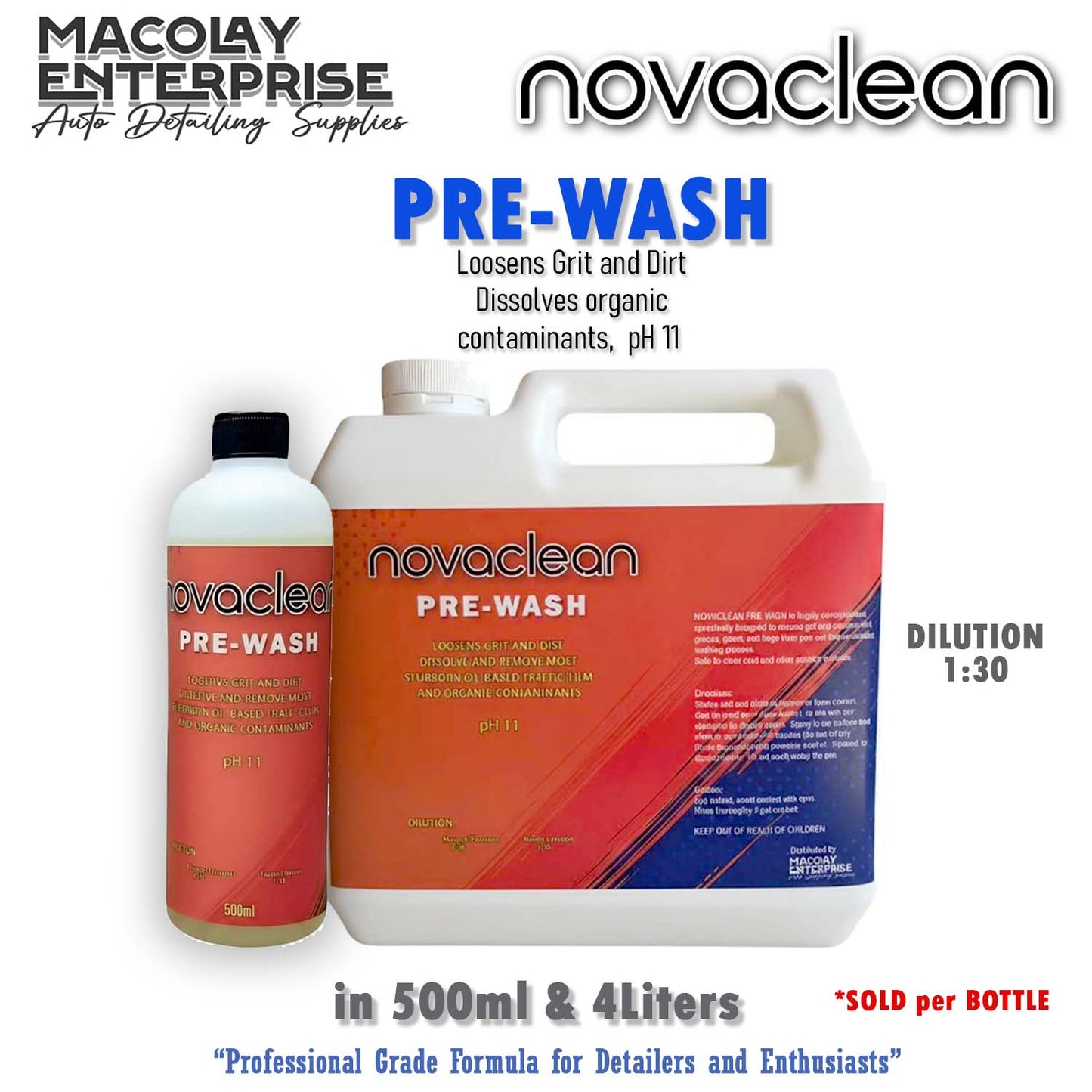 Novaclean PreWash and Drying Aid for Car Wash 500ml or 1 Gallon