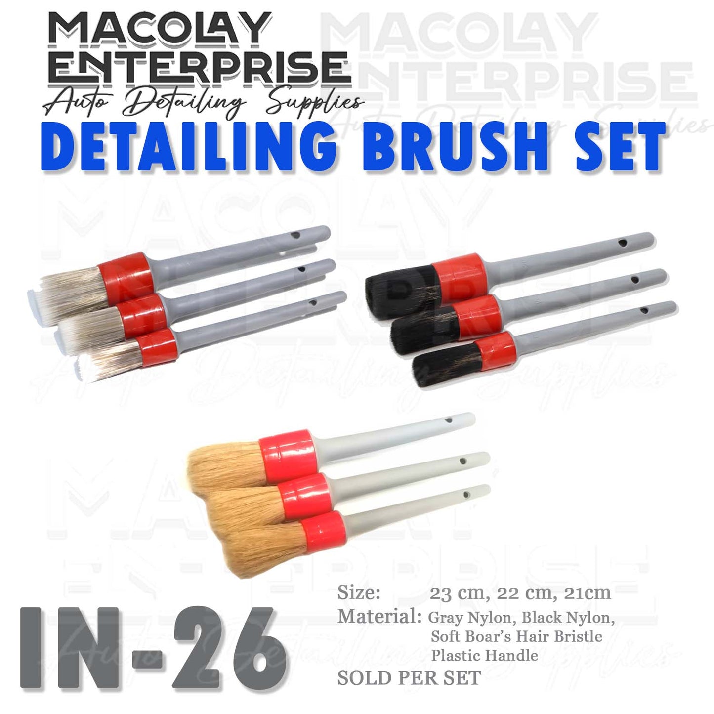 IN-26 High Quality 3-pc Car Detailing Brush set
