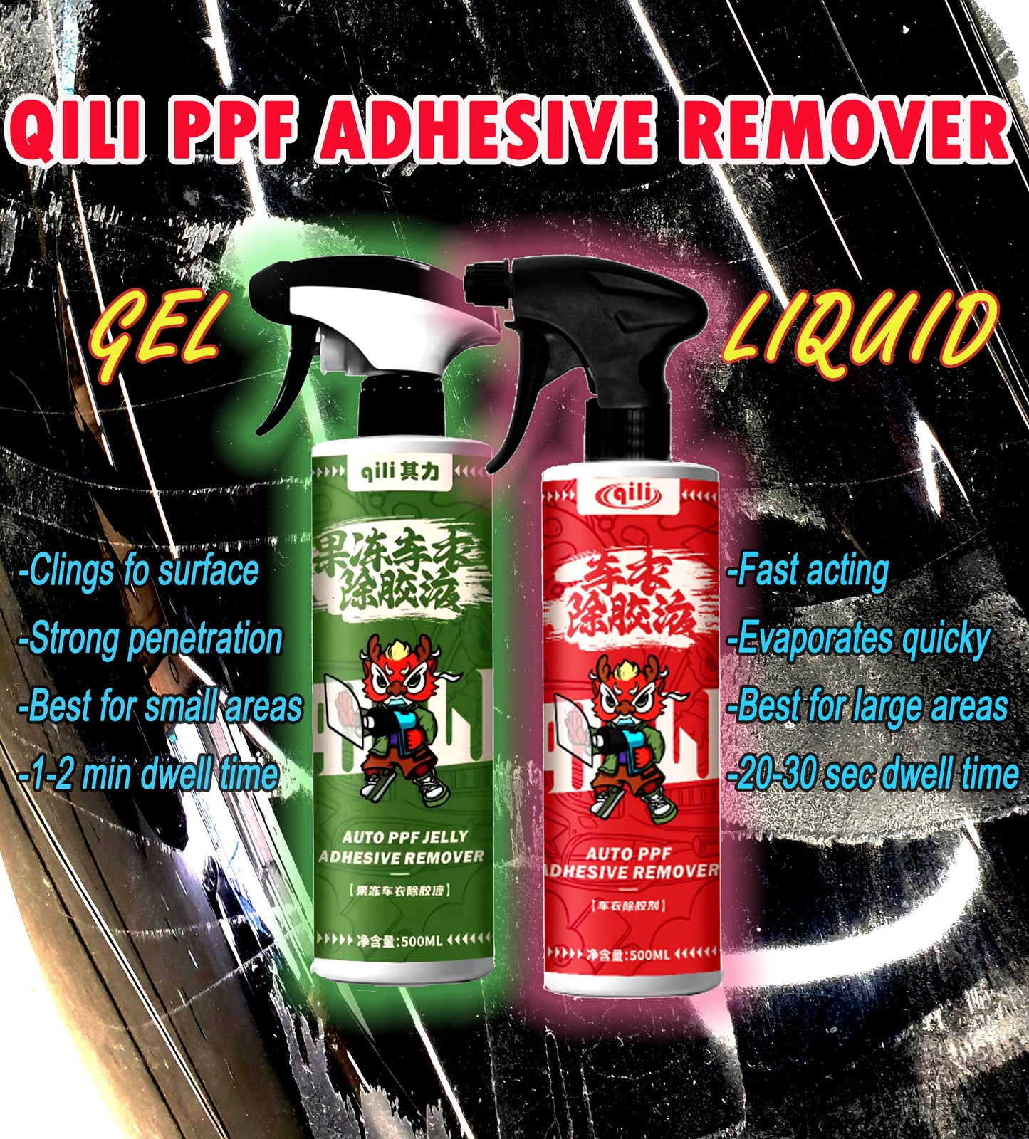 WR-108 QILI PPF, VInyl and Tint Solutions Adhesive Remover, Tint Slip Solution, PPF Slip Solution , Wrapping Aid