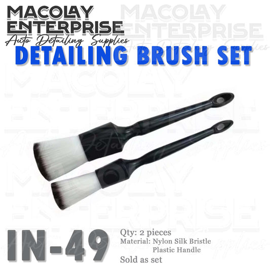 IN-49 Nylon Silk Black tip Bristle 2pcs Interior Detailing Brush Set