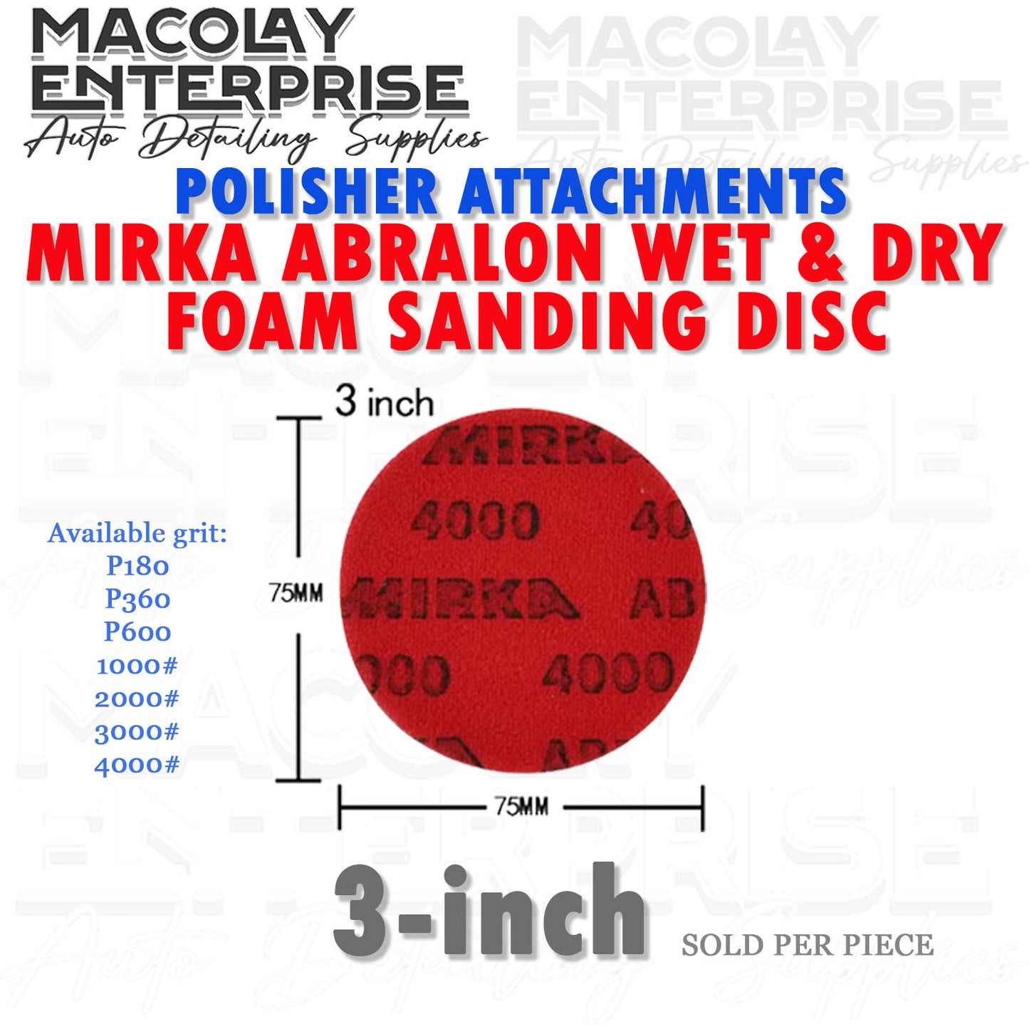 PO-024 Mirka Abralon Velcro Type Wet and Dry Foam Sanding Disc