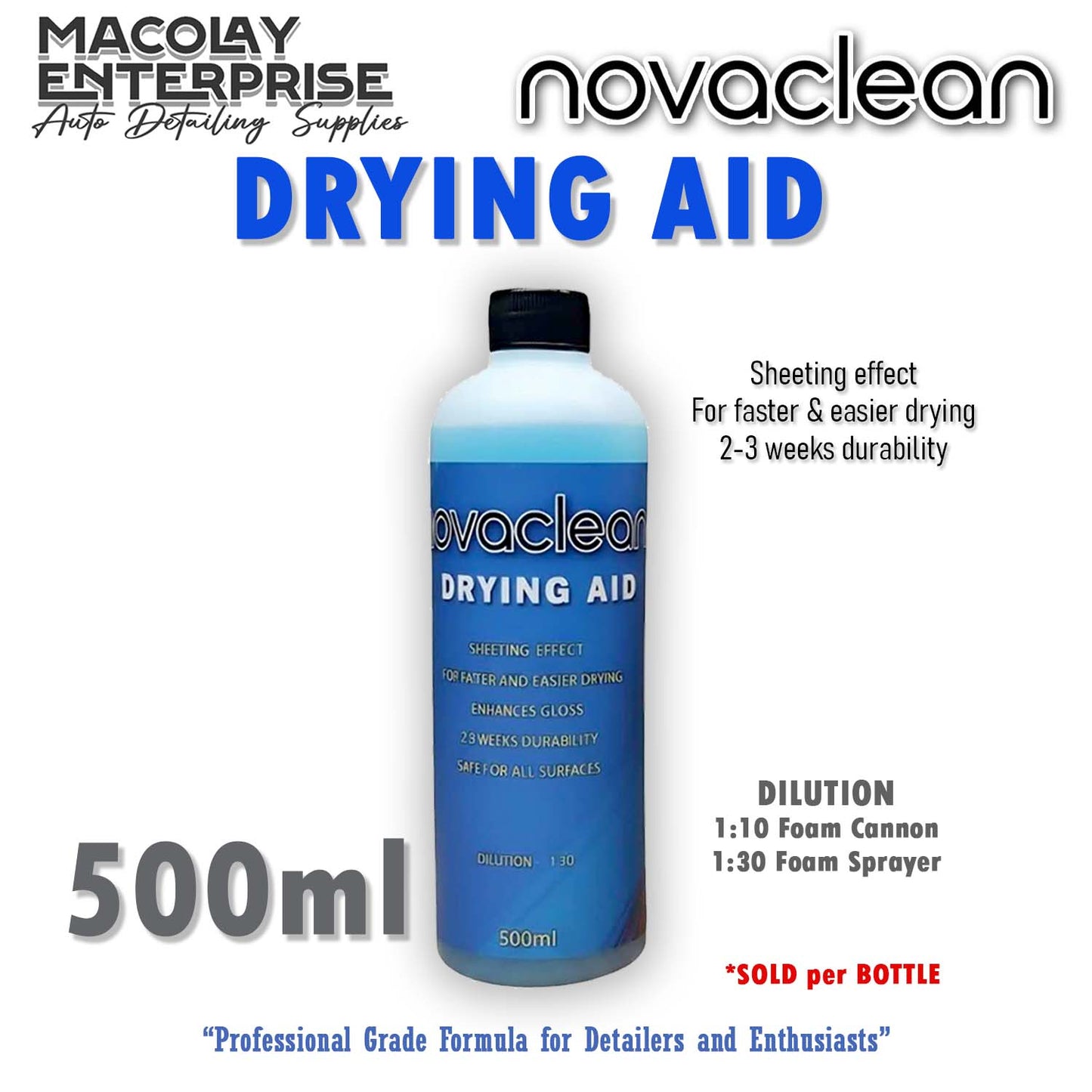 Novaclean PreWash and Drying Aid for Car Wash 500ml or 1 Gallon