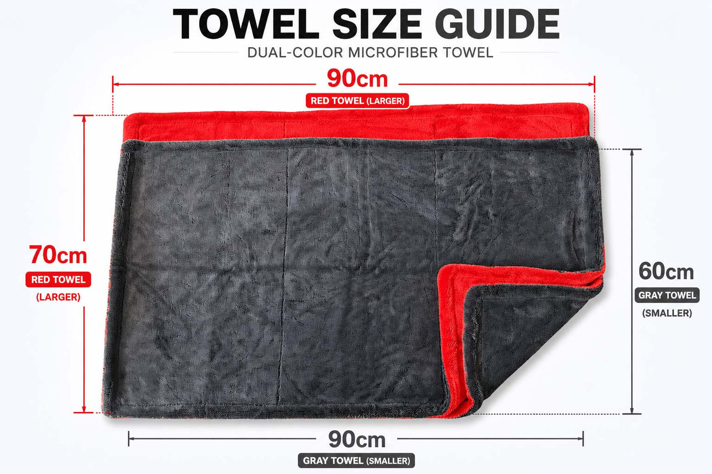 Red-Gray 1300gsm Double sided Twisted Fiber Premium Car Drying Towel