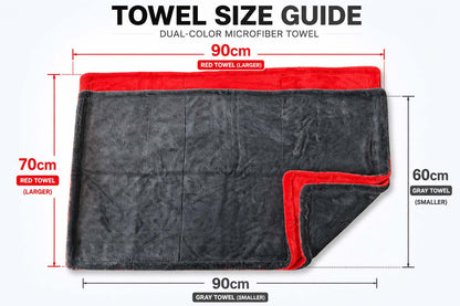 Red-Gray 1300gsm Double sided Twisted Fiber Premium Car Drying Towel