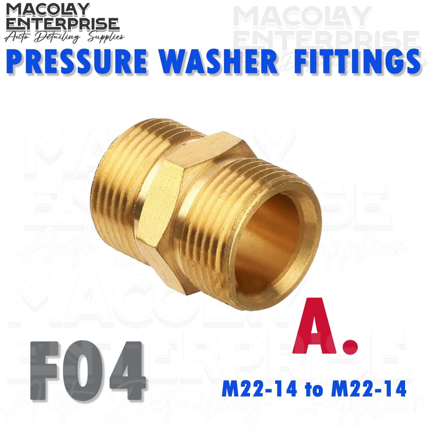 F04 Pressure Washer Coupler M22-14 to M22-14 or M22-14 to M22-15 Male Fittings