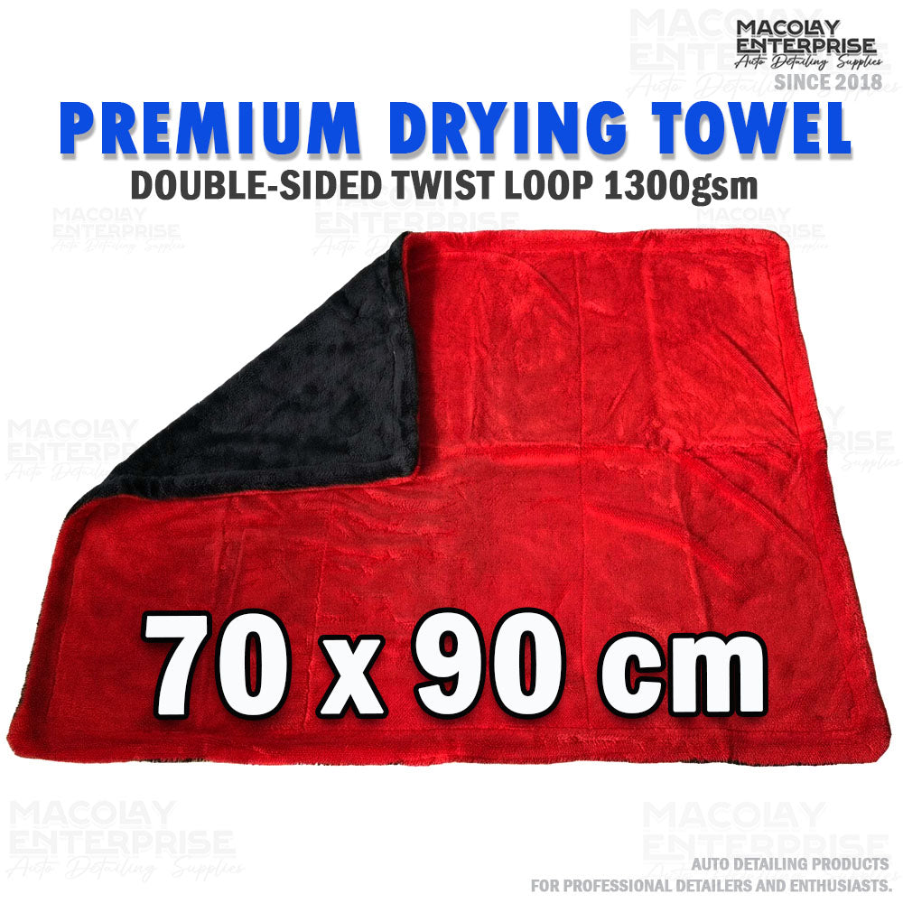 Red-Gray 1300gsm Double sided Twisted Fiber Premium Car Drying Towel