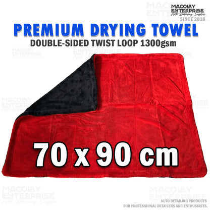 Red-Gray 1300gsm Double sided Twisted Fiber Premium Car Drying Towel