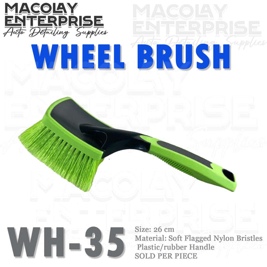 WH-35 Green Bristles Rubber Handle Tire Brush