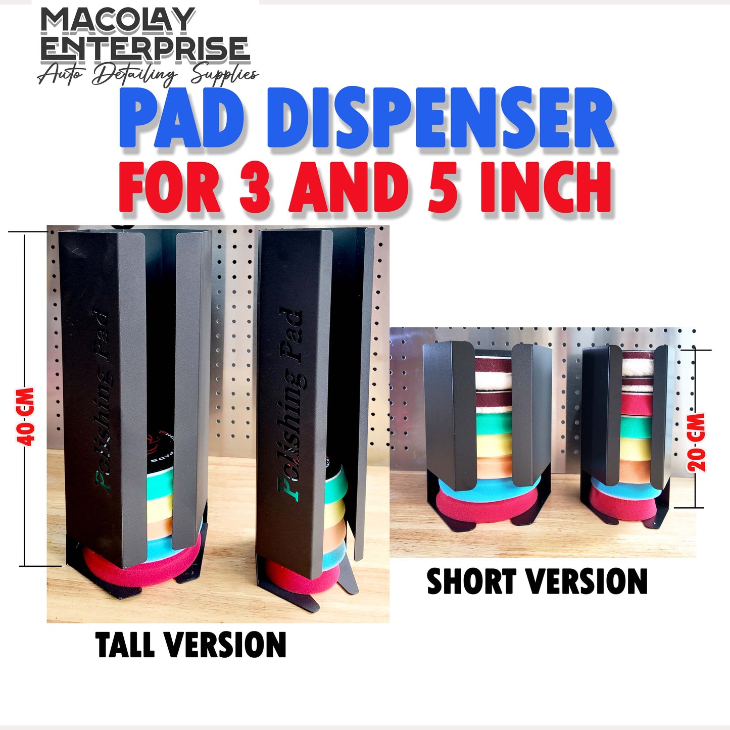 MG-009 Buffing Pads Dispenser Short or Tall, 3-inch or 5-inch Buffing Pad Holder