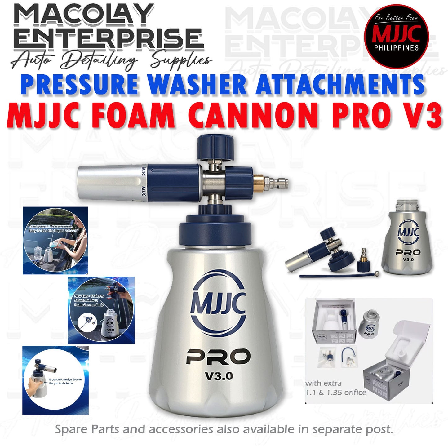 PA-008 MJJC PRO V2, S V3.0 or  PRO V3 (new bottle)  Foam Cannon for Pressure Washer