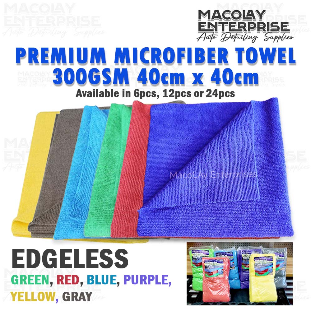 300gsm 40x40cm Premium Color Edgeless Detailing Microfiber Towel