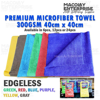 300gsm 40x40cm Premium Color Edgeless Detailing Microfiber Towel