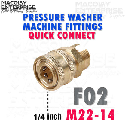 F02 Pressure Washer Quick Connect Adapter 1/4 or 3/8 female - M22-14 or M22-15 Fittings